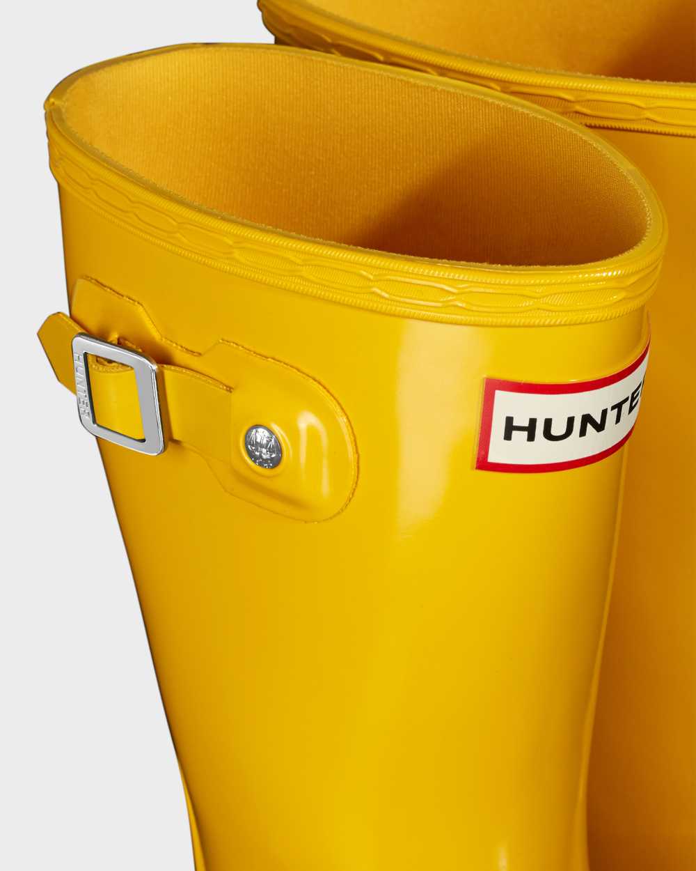 Hunter Original Big Gloss Kids Rain Boots NZ-40571K Yellow